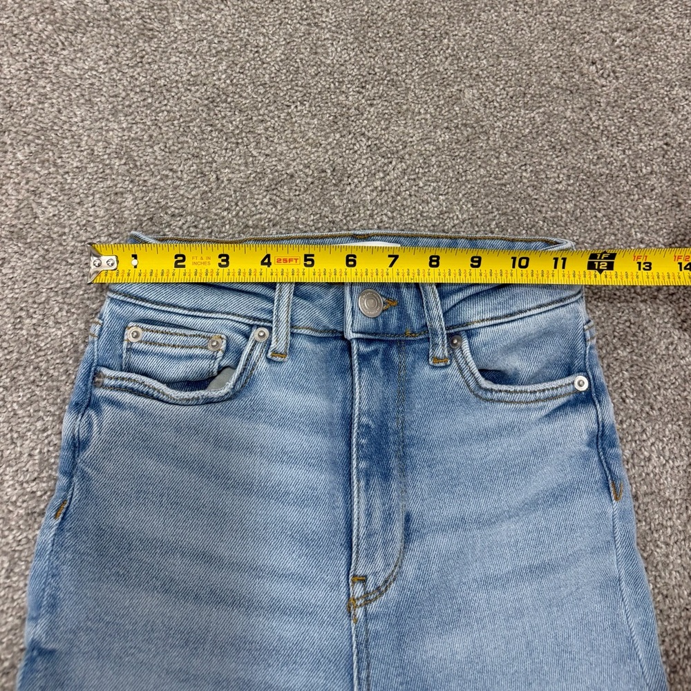 Zara Denim Skinny Jeans Light Blue Washed Raw Hem Size 0 W23 - Picture 5 of 7